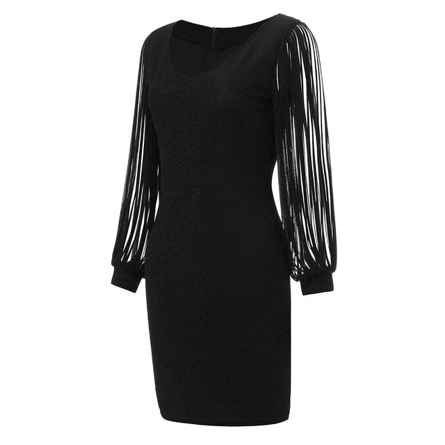 KANCOOLD Dress Women Sexy Solid Sequined Stitching Shining Club Sheath Dress Long Sleeved Mini fashion new Dress women 2019JAN24