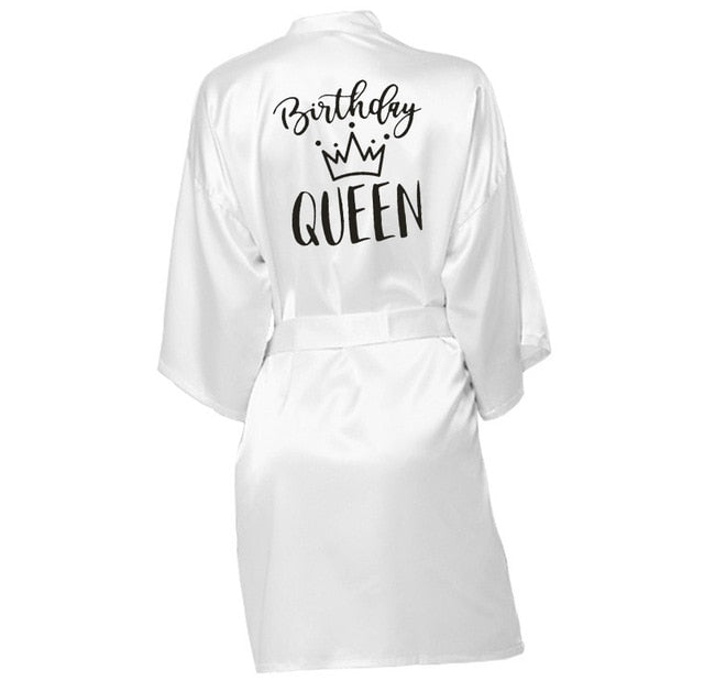 Birthday Queen&Squad Birthday Party Robe Satin Women Princess  Birthday Girl&Squad Party Favor Ladies Dressing Gift kimono Robes