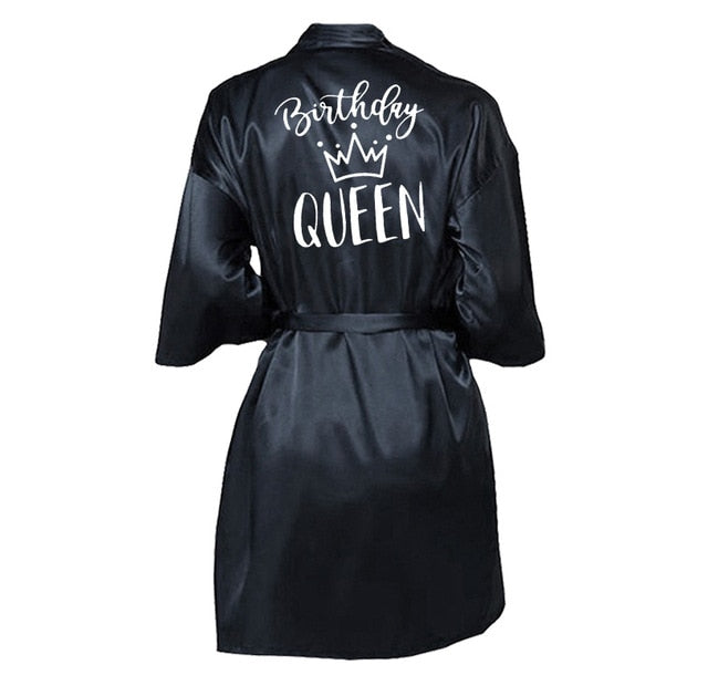 Birthday Queen&Squad Birthday Party Robe Satin Women Princess  Birthday Girl&Squad Party Favor Ladies Dressing Gift kimono Robes