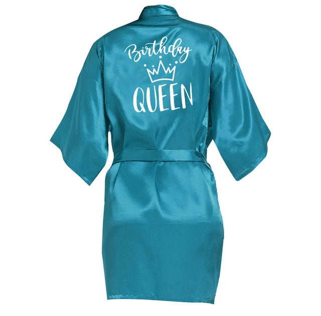 Birthday Queen&Squad Birthday Party Robe Satin Women Princess  Birthday Girl&Squad Party Favor Ladies Dressing Gift kimono Robes