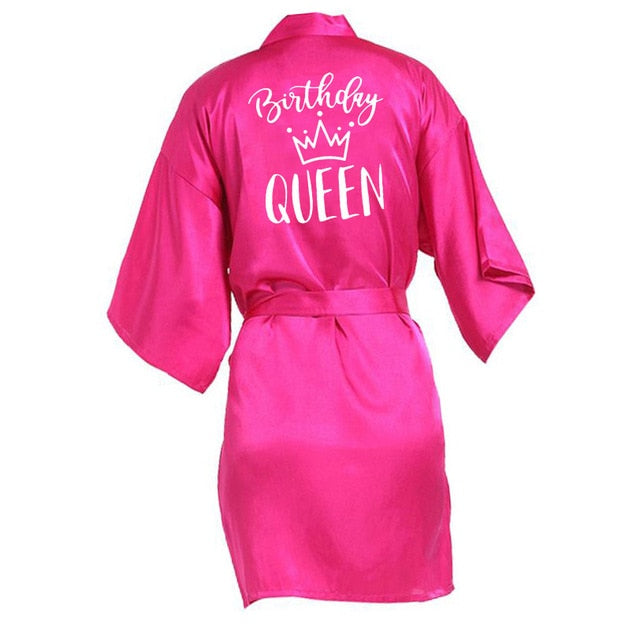 Birthday Queen&Squad Birthday Party Robe Satin Women Princess  Birthday Girl&Squad Party Favor Ladies Dressing Gift kimono Robes