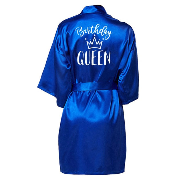 Birthday Queen&Squad Birthday Party Robe Satin Women Princess  Birthday Girl&Squad Party Favor Ladies Dressing Gift kimono Robes