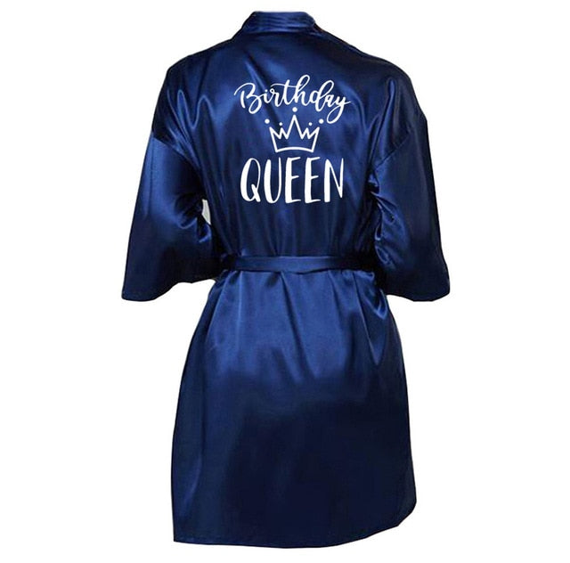 Birthday Queen&Squad Birthday Party Robe Satin Women Princess  Birthday Girl&Squad Party Favor Ladies Dressing Gift kimono Robes