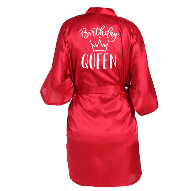 Birthday Queen&Squad Birthday Party Robe Satin Women Princess  Birthday Girl&Squad Party Favor Ladies Dressing Gift kimono Robes
