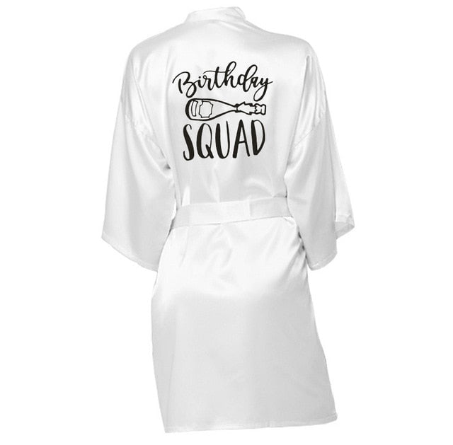 Birthday Queen&Squad Birthday Party Robe Satin Women Princess  Birthday Girl&Squad Party Favor Ladies Dressing Gift kimono Robes