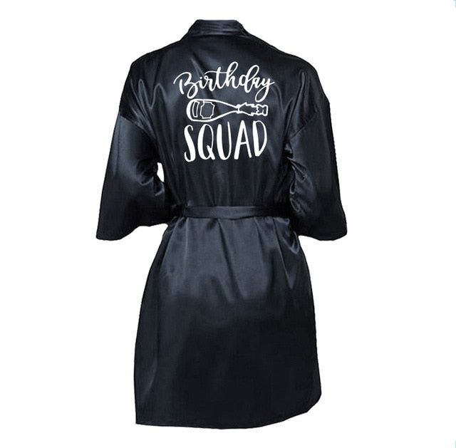 Birthday Queen&Squad Birthday Party Robe Satin Women Princess  Birthday Girl&Squad Party Favor Ladies Dressing Gift kimono Robes