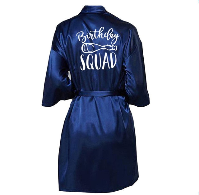 Birthday Queen&Squad Birthday Party Robe Satin Women Princess  Birthday Girl&Squad Party Favor Ladies Dressing Gift kimono Robes