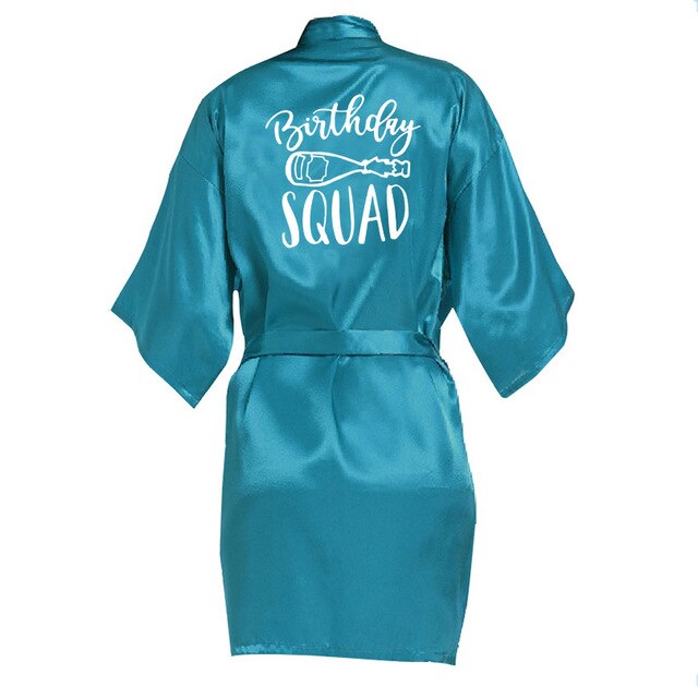 Birthday Queen&Squad Birthday Party Robe Satin Women Princess  Birthday Girl&Squad Party Favor Ladies Dressing Gift kimono Robes