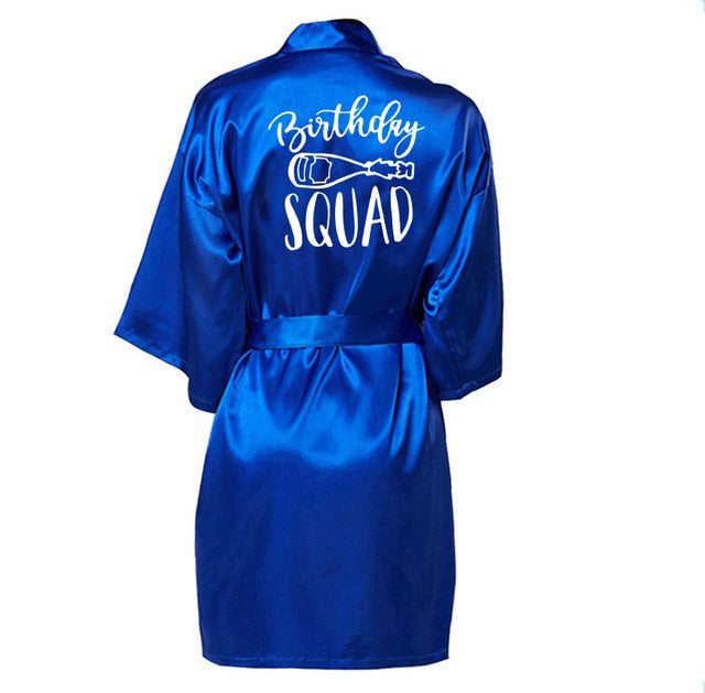 Birthday Queen&Squad Birthday Party Robe Satin Women Princess  Birthday Girl&Squad Party Favor Ladies Dressing Gift kimono Robes
