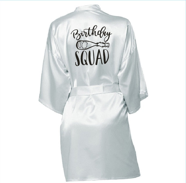 Birthday Queen&Squad Birthday Party Robe Satin Women Princess  Birthday Girl&Squad Party Favor Ladies Dressing Gift kimono Robes