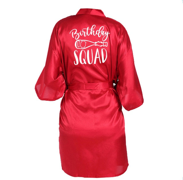 Birthday Queen&Squad Birthday Party Robe Satin Women Princess  Birthday Girl&Squad Party Favor Ladies Dressing Gift kimono Robes