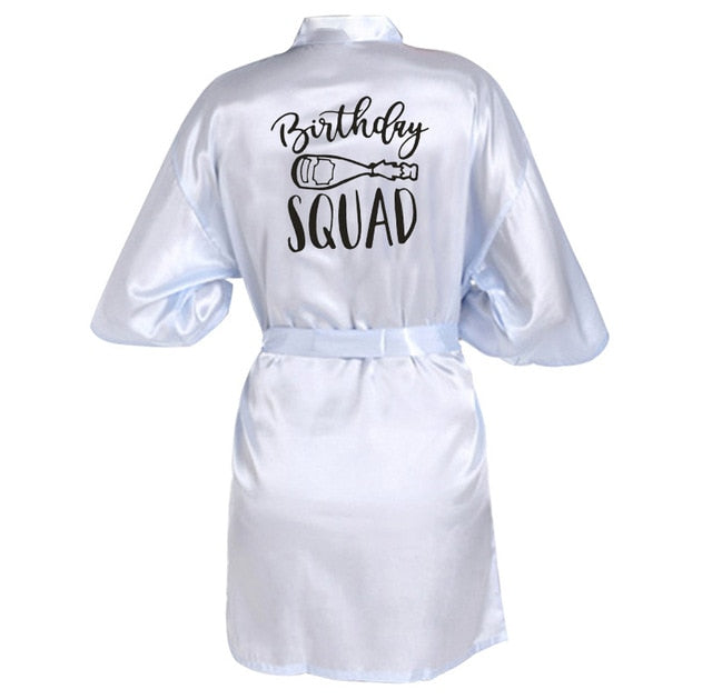 Birthday Queen&Squad Birthday Party Robe Satin Women Princess  Birthday Girl&Squad Party Favor Ladies Dressing Gift kimono Robes