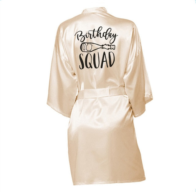 Birthday Queen&Squad Birthday Party Robe Satin Women Princess  Birthday Girl&Squad Party Favor Ladies Dressing Gift kimono Robes