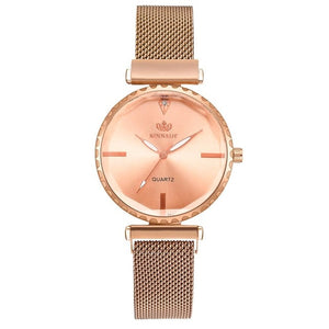 Fashion Style 5pcs/set Women Watches Rose Gold Magnetic Ladies Watch Dress Simple Watch And Bracelet Set Womens Zegarek Damski