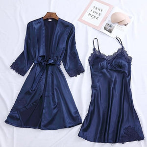 4PCS Pajamas Suit Intimate Lingerie Women Satin Sleepwear Kimono Robe Gown Casual Bride Bridesmaid Wedding Gift Sexy Nightgown