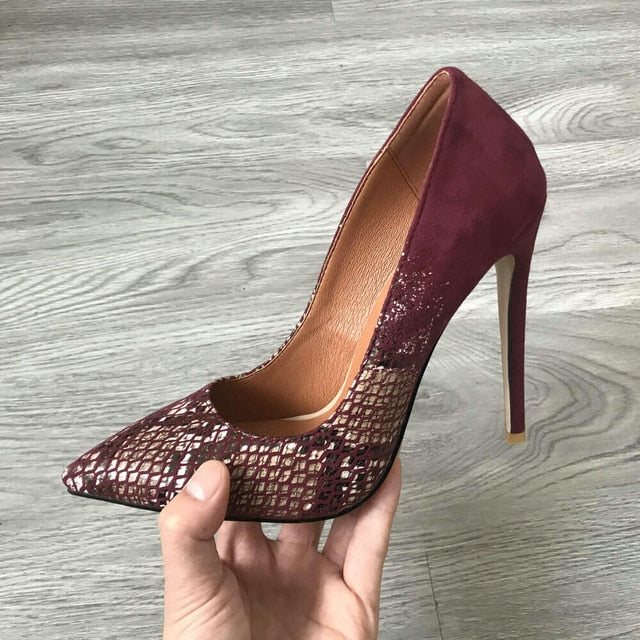 Classic Pumps Extreme High Heels 12cm Sexy Stilettos Ladies Pointed Toe Shoes Nude Red Blue Black Beige Leopard Heels