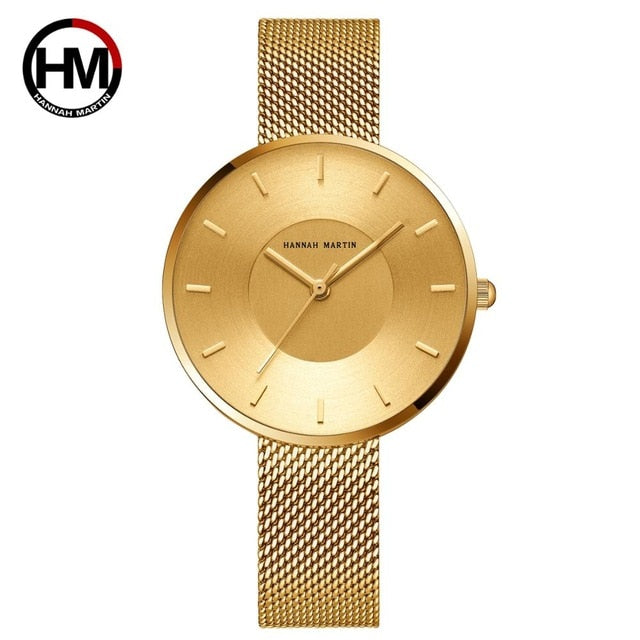 JAPAN MIYOTA 2035 Quartz Movement Simple Design Luxury Gift Stainless Steel Band Curved Face Blue Rose Gold Watches For Women
