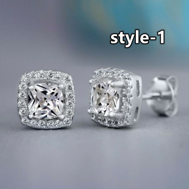 Huitan Fashion Geometric Women Stud Earrings Cubic Zirconia Wedding Party Daily Wearable Fashion Jewelry Hot Dropshipping