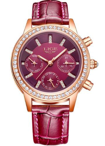 LIGE Fashion Women Watches Ladies Top Brand Luxury Stainless Steel Calendar Sport Quartz Watch Women Waterproof Bracelet Watch