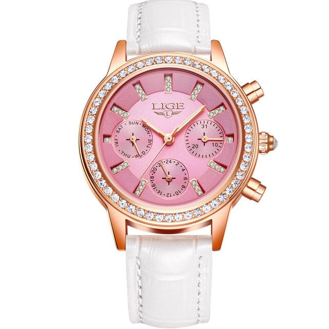 LIGE Fashion Women Watches Ladies Top Brand Luxury Stainless Steel Calendar Sport Quartz Watch Women Waterproof Bracelet Watch