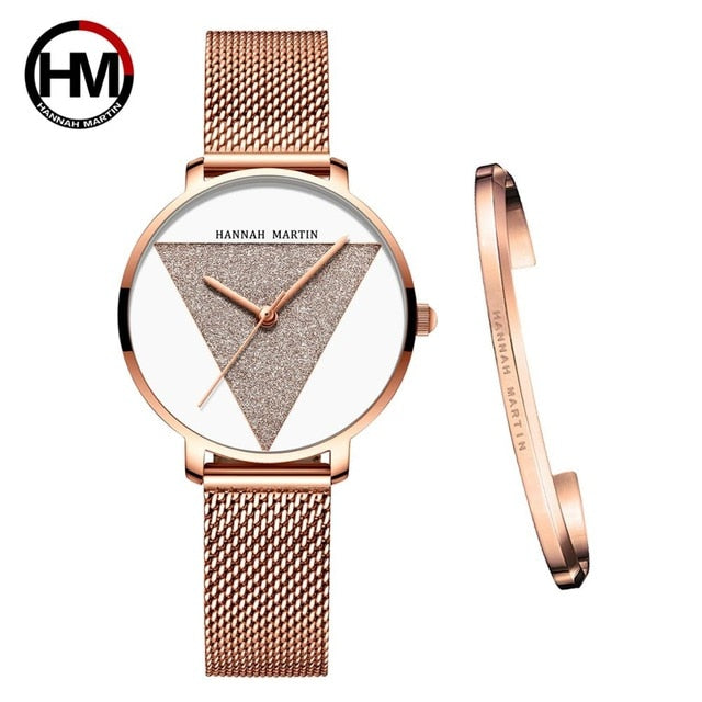 High Quality 1 set Bracelet & Japan Quartz Waterproof Young Lady Watch Stainless Steel Mesh Band Women Watches Relogio Feminino