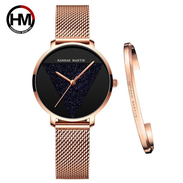 High Quality 1 set Bracelet & Japan Quartz Waterproof Young Lady Watch Stainless Steel Mesh Band Women Watches Relogio Feminino