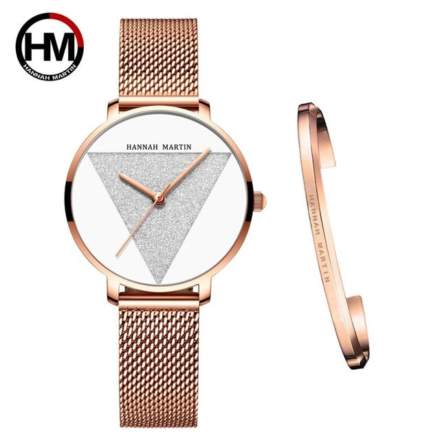 High Quality 1 set Bracelet & Japan Quartz Waterproof Young Lady Watch Stainless Steel Mesh Band Women Watches Relogio Feminino