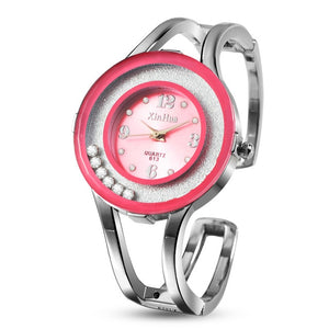 2022 XINHUA Fashion Watches Women Stainless Steel Bracelet Bangle Rhinestone Luxury Party Dress Female Clock Relogios Feminino