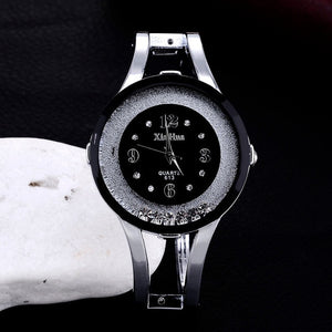 2022 XINHUA Fashion Watches Women Stainless Steel Bracelet Bangle Rhinestone Luxury Party Dress Female Clock Relogios Feminino