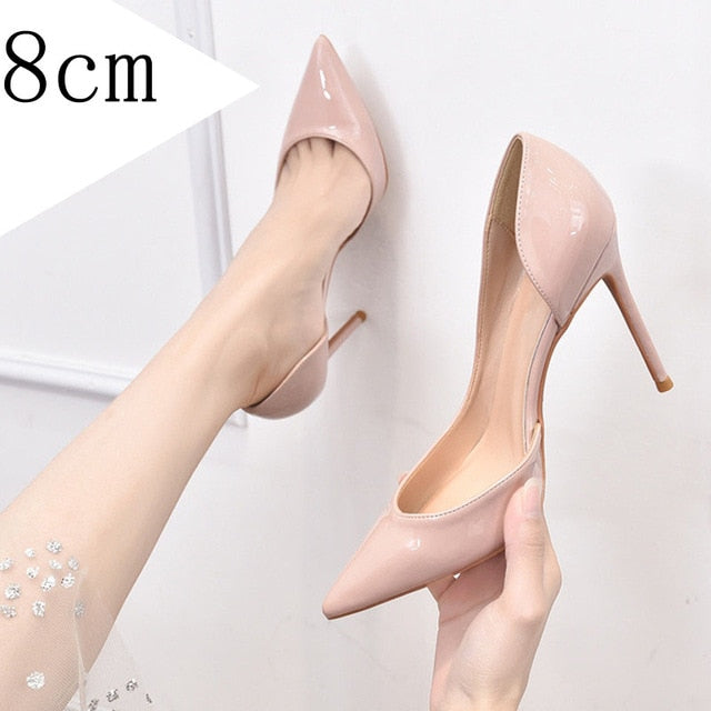 Luxury Shoes Women Designers Side Pumps Sexy Wedding Shoes Bling Extreme High Heels Women Sexy Heels Shoes Ladies Shoes