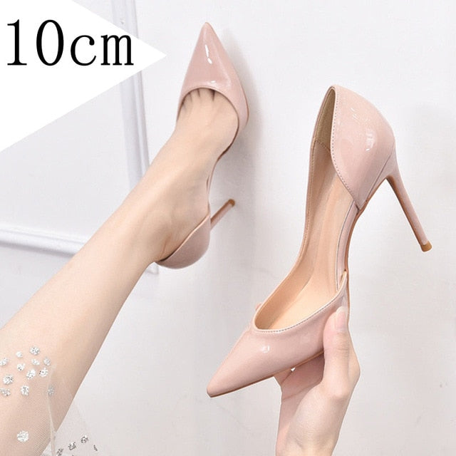 Luxury Shoes Women Designers Side Pumps Sexy Wedding Shoes Bling Extreme High Heels Women Sexy Heels Shoes Ladies Shoes