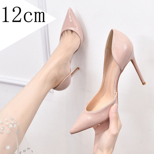 Luxury Shoes Women Designers Side Pumps Sexy Wedding Shoes Bling Extreme High Heels Women Sexy Heels Shoes Ladies Shoes