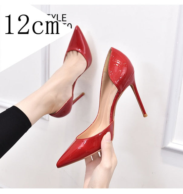 Luxury Shoes Women Designers Side Pumps Sexy Wedding Shoes Bling Extreme High Heels Women Sexy Heels Shoes Ladies Shoes
