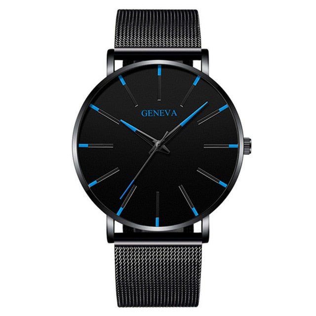 GENENA Men Watch Men Sport Mens Watches top Brand Luxury Blue Mesh Belt Business Quartz Wristwatch Clock Relogio Masculino 2022