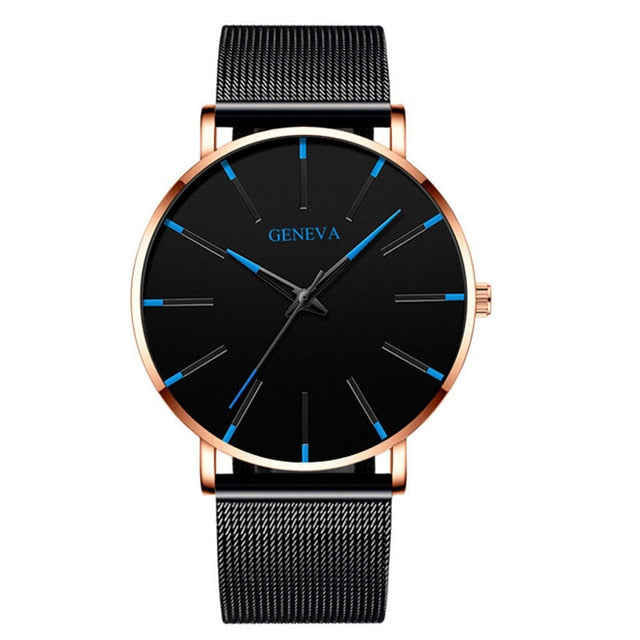GENENA Men Watch Men Sport Mens Watches top Brand Luxury Blue Mesh Belt Business Quartz Wristwatch Clock Relogio Masculino 2022