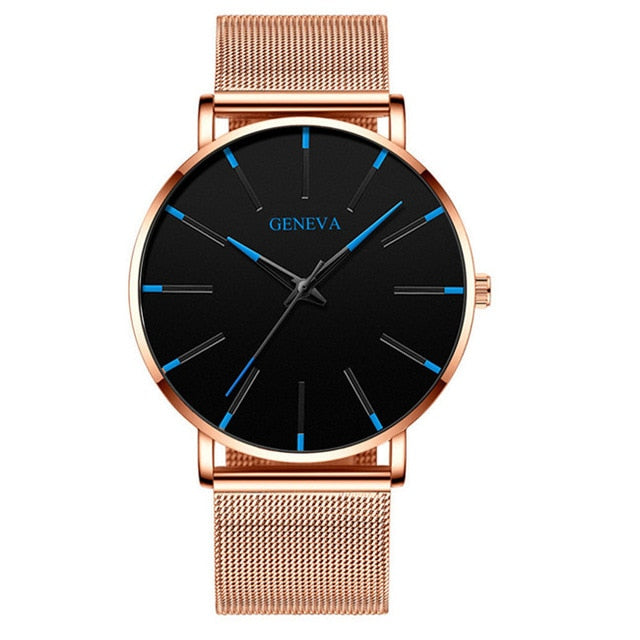 GENENA Men Watch Men Sport Mens Watches top Brand Luxury Blue Mesh Belt Business Quartz Wristwatch Clock Relogio Masculino 2022
