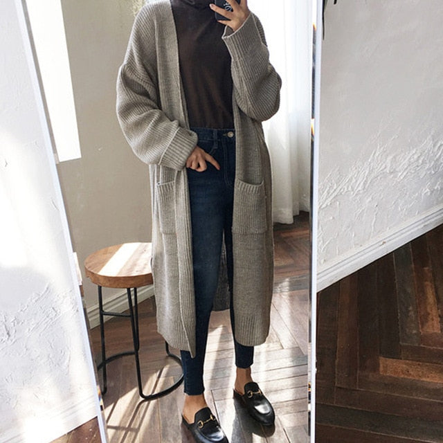Flectit Women Long Cardigan With Pocket Soft Knit Cozy Open-Front Sweater Coat Spring & Fall Outfit *