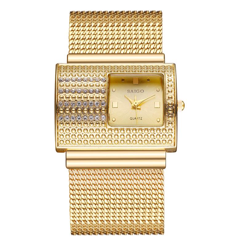 Fashion Luxury Ladies Watches  Goldtone Strap Waterproof Bracelet