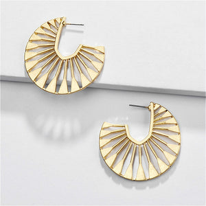 Minimalist Retro Stud Earrings Fanned Women's Earrings Geometric Earrings for Women Fashion Earrings 2019