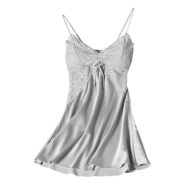 Women Sexy Nightgown Stain Sleepwear Sleep Dress V Neck Strappy Solid Nightwear Night Dress Female Clothes Mujer Vestido