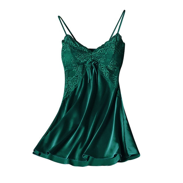 Women Sexy Nightgown Stain Sleepwear Sleep Dress V Neck Strappy Solid Nightwear Night Dress Female Clothes Mujer Vestido