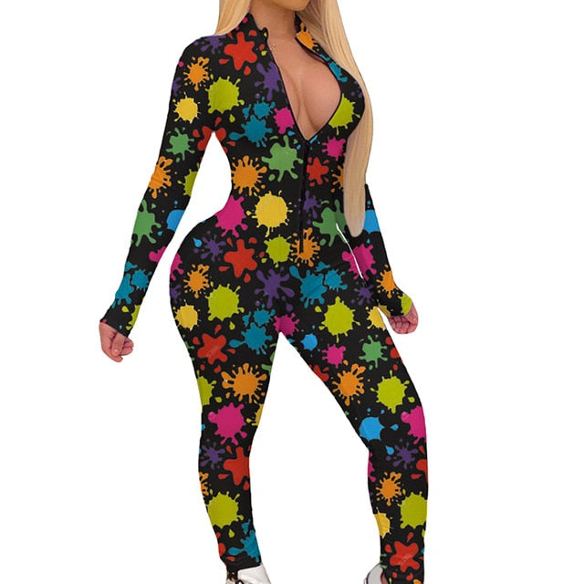 Lip Print Sexy Onesie For Adult Cartoon Pajamas Onesie Pyjamas Women Sleepwear Long Jumpsuit Christmas Party Wear