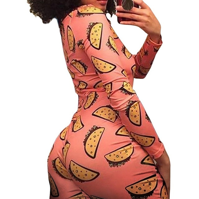 Lip Print Sexy Onesie For Adult Cartoon Pajamas Onesie Pyjamas Women Sleepwear Long Jumpsuit Christmas Party Wear