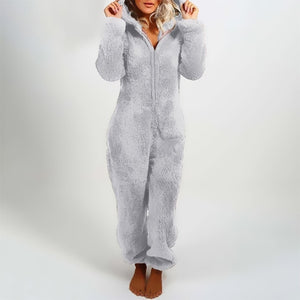 2022 New Pajamas Nightgown Women's Winter Sleepwear Long Sleeves Plus Plush Thick Plush Jumpsuit Hooded Homewear Pajamas Robes