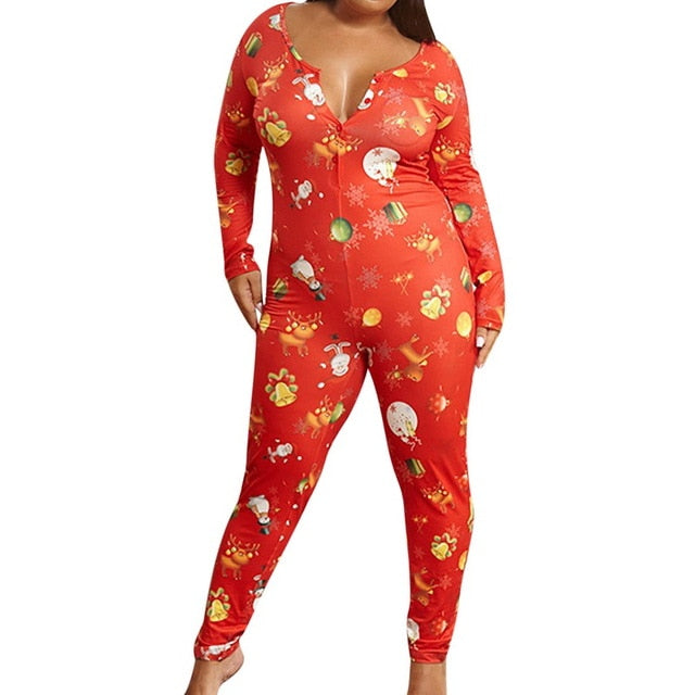 Lip Print Sexy Onesie For Adult Cartoon Pajamas Onesie Pyjamas Women Sleepwear Long Jumpsuit Christmas Party Wear