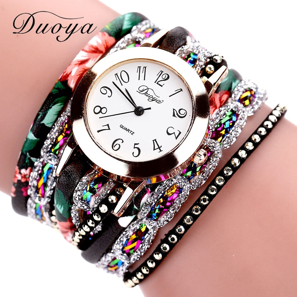 2022 Top Brand Luxury Watches Women Flower Popular Quartz Diamond Leather Bracelet Female Ladies Gemstone Dress Wrist watch