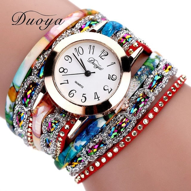 2022 Top Brand Luxury Watches Women Flower Popular Quartz Diamond Leather Bracelet Female Ladies Gemstone Dress Wrist watch