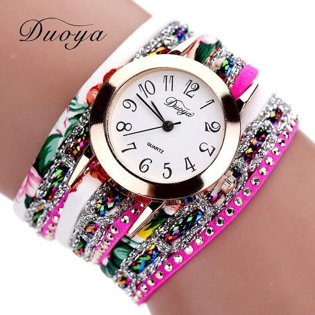 2022 Top Brand Luxury Watches Women Flower Popular Quartz Diamond Leather Bracelet Female Ladies Gemstone Dress Wrist watch